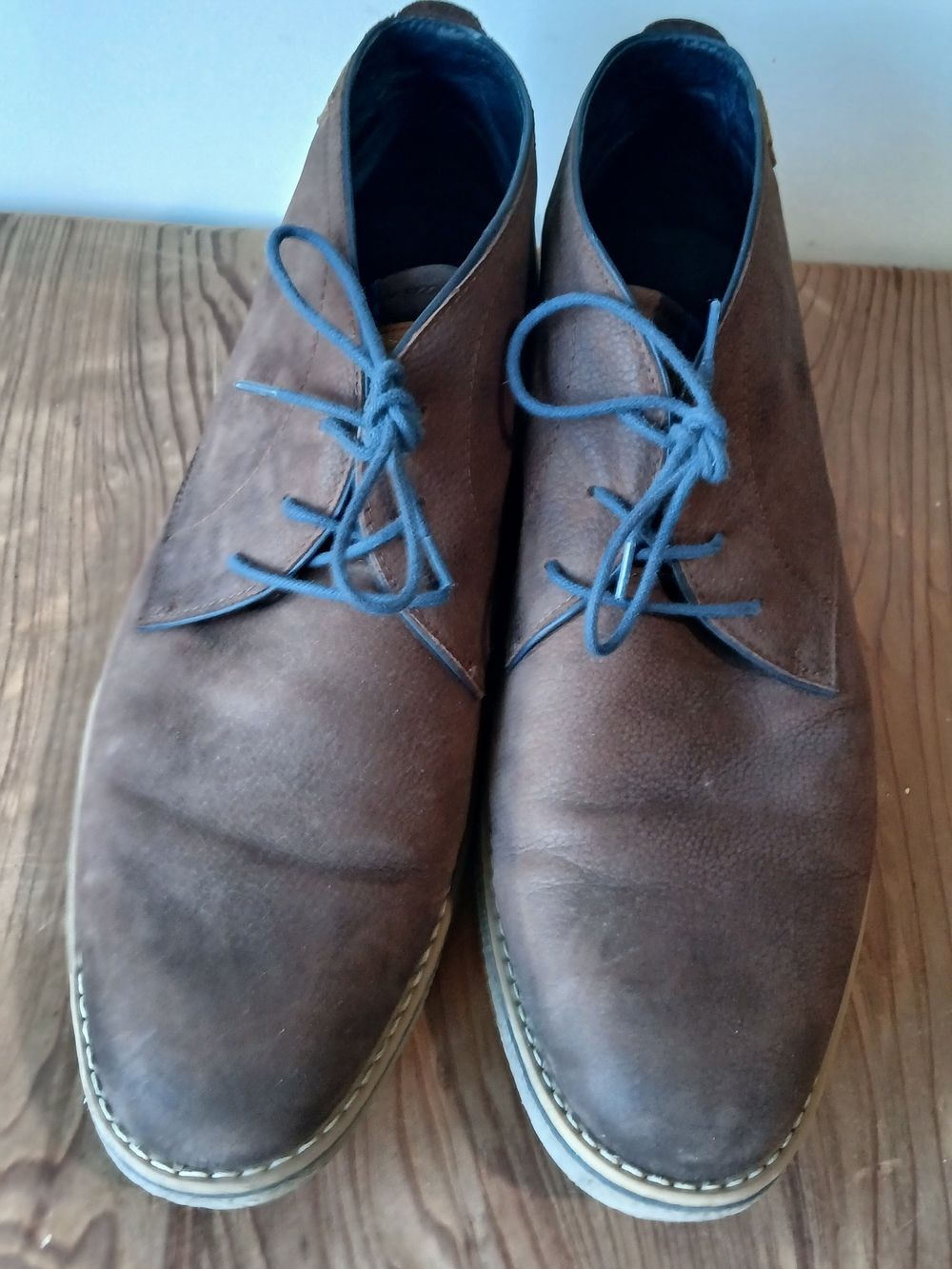 Pikolinos Irun Men's Brown Leather Chukka Boots with Blue Laces Size 46 US 12